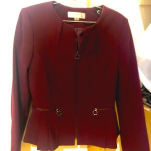 Tahari Berry color peplum blazer